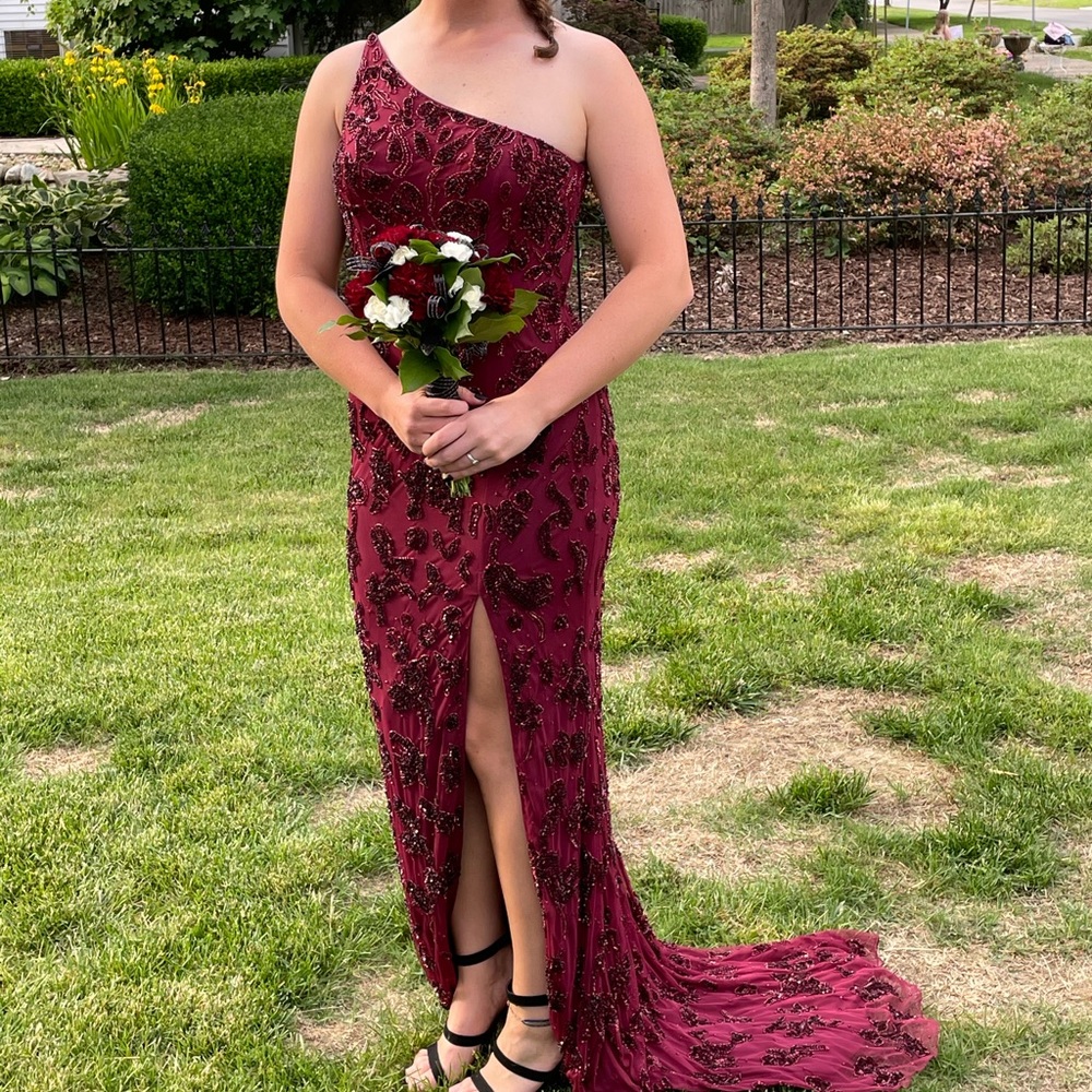 Sherri Hill one shoulder prom dress